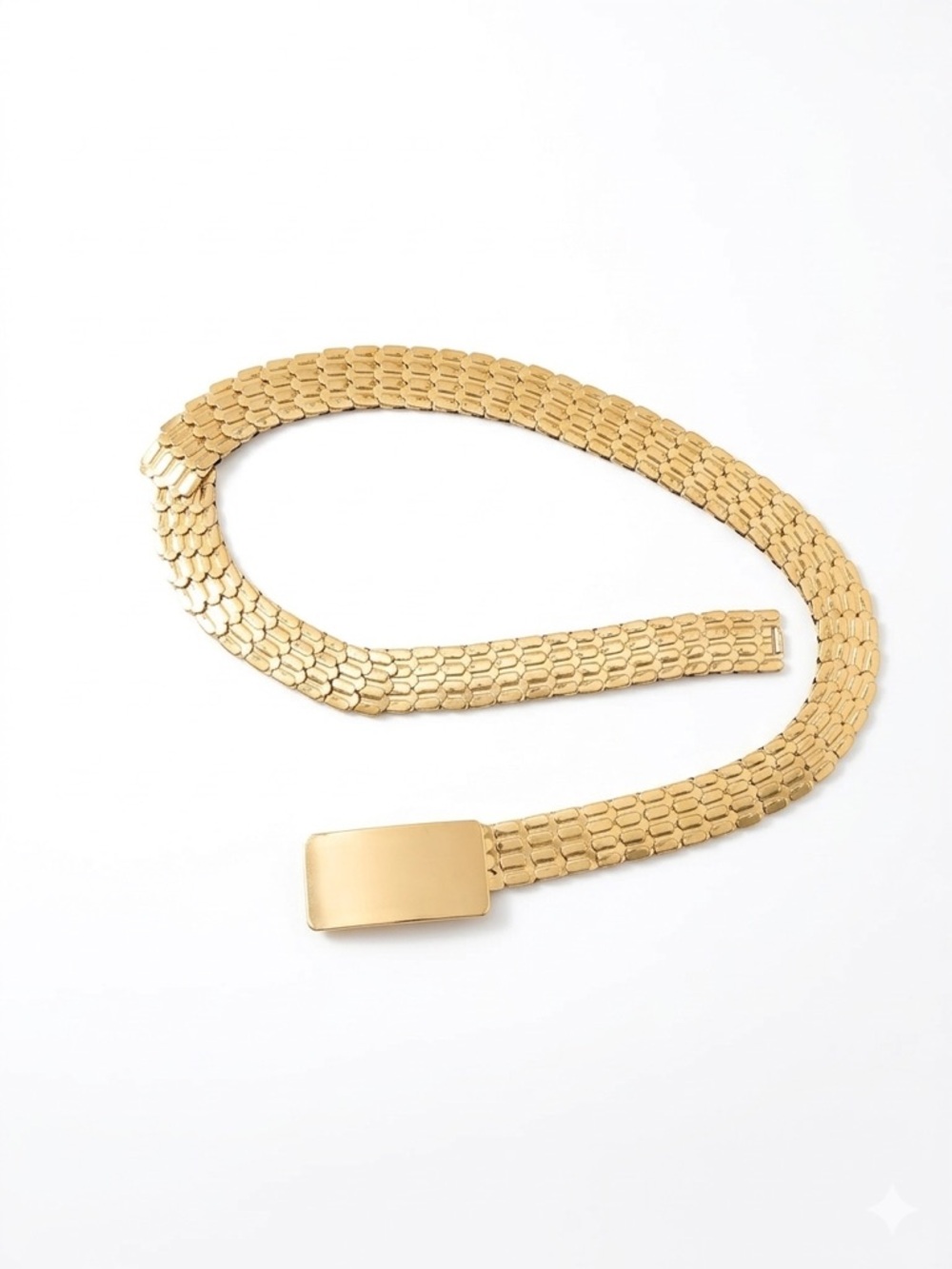 Vintage 80s Gold Liquid Metal Scale Belt Glam Disco Festival